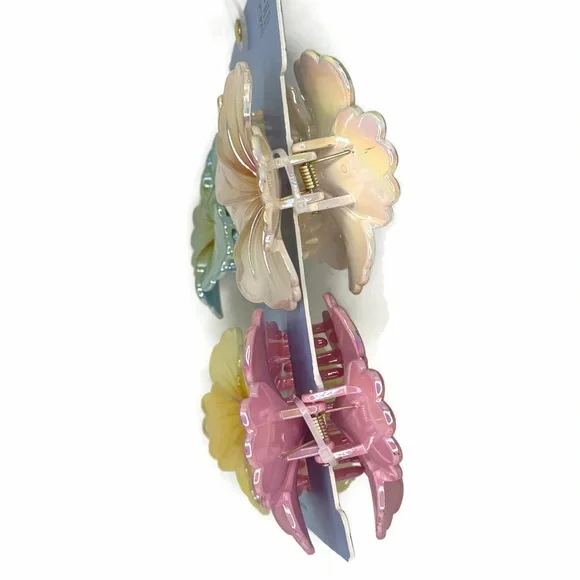 Piper K Iridescent Floral Hair Claws Clips Multicolor Set of 4 - Picture 6 of 9